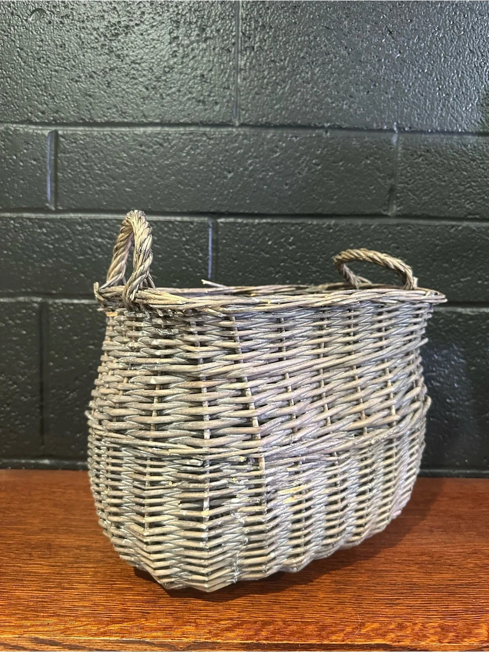 Woven Storage Basket with Handles - Gray